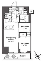 BluRock後楽園 2LDKの間取図画像