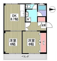 佳月マンション 2DKの間取図画像
