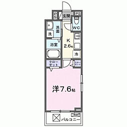 吉川市大字中曽根アパート 1Kの間取図画像
