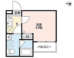 フォレストフロンティア 1階1Kの間取り