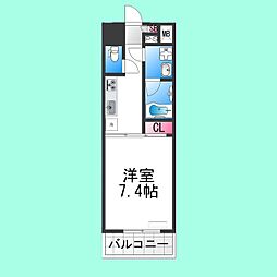 アルモニー中もず 1Kの間取図画像