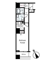 ライジングプレイス桜木町二番館 ワンルームの間取図画像