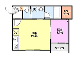 Rooms南万代 1LDKの間取図画像