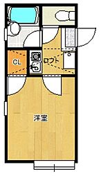 エスポアール花畑 1Kの間取図画像