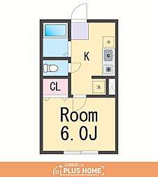 エクストリーム新在家 1Kの間取図画像