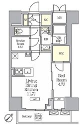 ラティエラ武蔵小山レジデンス 1SLDKの間取図画像