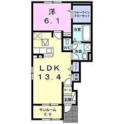 グラン・コリーヌ 1LDKの間取図画像