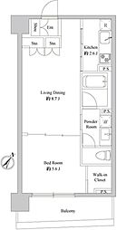 ドゥーエ日本橋浜町 1LDKの間取図画像