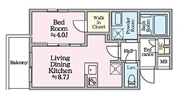 アイルグランデ赤羽 3階1LDKの間取り