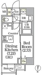 PRIMEGARDEN上野御徒町 1DKの間取図画像