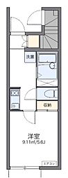 レオネクスト新座ブルー 1Kの間取図画像