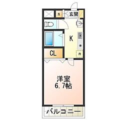 藤貴エイト 1Kの間取図画像
