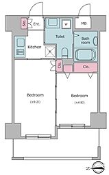 レジディア秋葉原 3階2Kの間取り