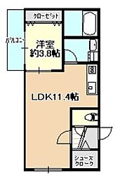 Halu豊中 1LDKの間取図画像