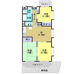 ツインポート吉野A棟 3DKの間取図画像