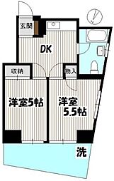 サンライズ入谷 2DKの間取図画像