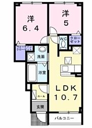 ジリエット 2LDKの間取図画像