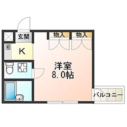 ホワイトハウス公園前 1Kの間取図画像