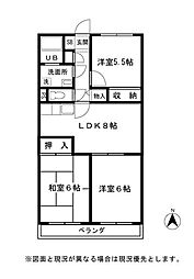 アルシオン西水元 3DKの間取図画像