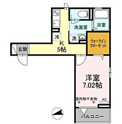 エスポワール'17 1Kの間取図画像
