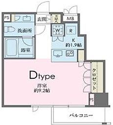 ドゥーエ南麻布 7階ワンルームの間取り