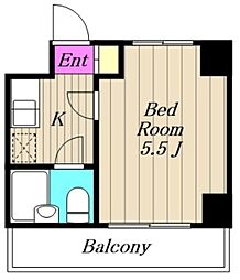 クリオ大和壱番館 1Kの間取図画像