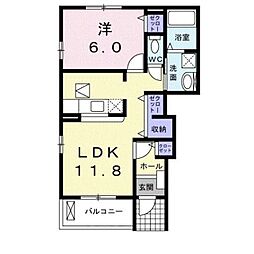 プルメリア 1LDKの間取図画像