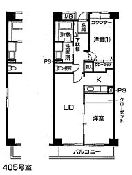 コンフォートK 2LDKの間取図画像