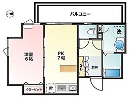 グランドテラス新宿 1DKの間取図画像