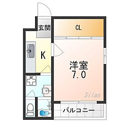 ドーリア花園 1Kの間取図画像