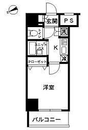 スカイコートヴィーダ五反田ウエスト 12階1Kの間取り