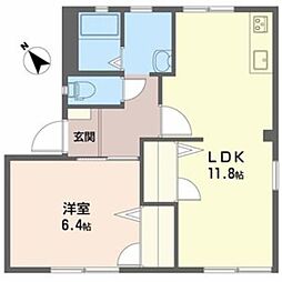 坂の久保ハイツB棟 1LDKの間取図画像