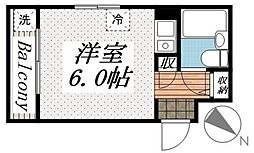 ジュネパレス常盤台 ワンルームの間取図画像