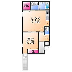 高石市綾園3丁目アパート 1LDKの間取図画像