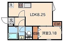 セレンディピティ浅草 1LDKの間取図画像