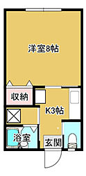 ベルハウス 1Kの間取図画像