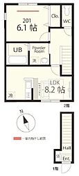 ハーミットクラブハウス 1LDKの間取図画像