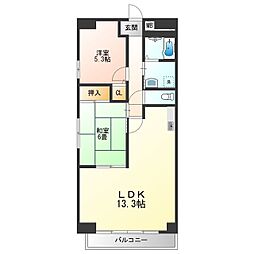 グレイスコート　たちばな 4階2LDKの間取り