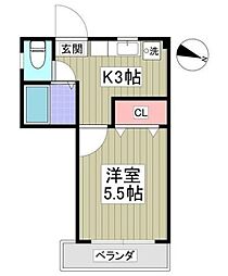 コーポイワセ 1Kの間取図画像