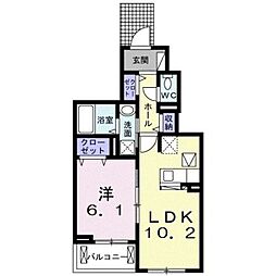 カルム・ヴィラージュ 1LDKの間取図画像