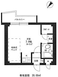 第3丸仙ハイツ ワンルームの間取図画像