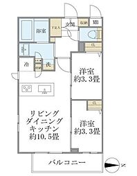 Ｌａ Ｐｅｒｌａ Ｎａｋａｎｏ 4階2LDKの間取り