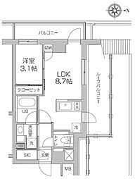 レジディア高円寺 1LDKの間取図画像
