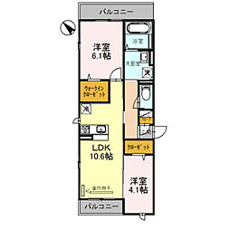 ニューナイン 2LDKの間取図画像