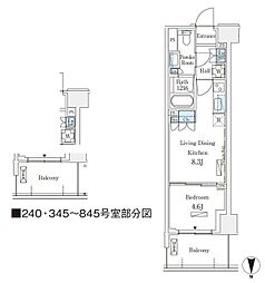 ロイヤルパークス赤羽サウス 1DKの間取図画像