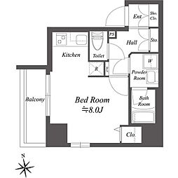 ジェノヴィア木場スカイガーデン 3階ワンルームの間取り
