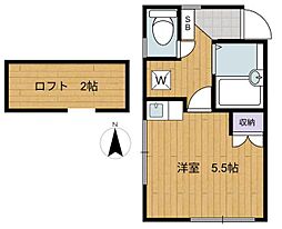 内田コーポ ワンルームの間取図画像
