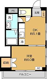 メゾン平間2 1DKの間取図画像