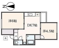 サンハイツ 2DKの間取図画像