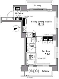 パークアクシス渋谷桜丘WEST 1LDKの間取図画像